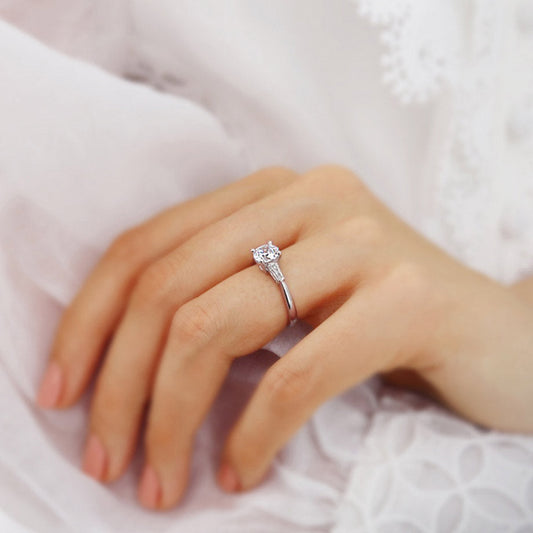 Round Three Stone Lab Grown Diamond Engagement Ring