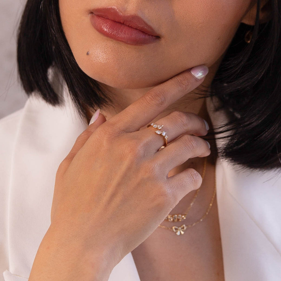 0.28 TCW Multi Stones Moissanite Open Shank Wedding Band