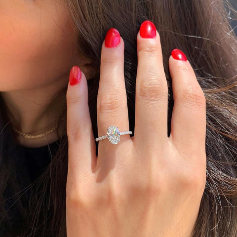 1.33 CT Oval Pave Setting Moissanite Engagement Ring 6 1.33 CT Oval Pave Setting Moissanite Engagement Ring 6