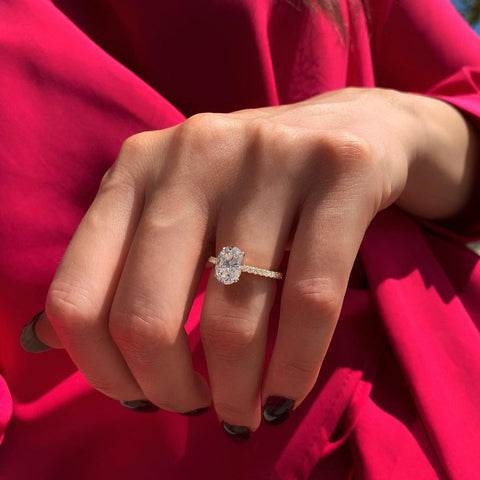1.33 CT Oval Pave Setting Moissanite Engagement Ring 7 1.33 CT Oval Pave Setting Moissanite Engagement Ring 7