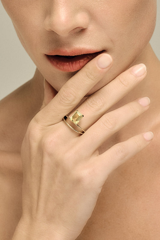 Double Band Gemstone Ring | 925 Sterling Silver