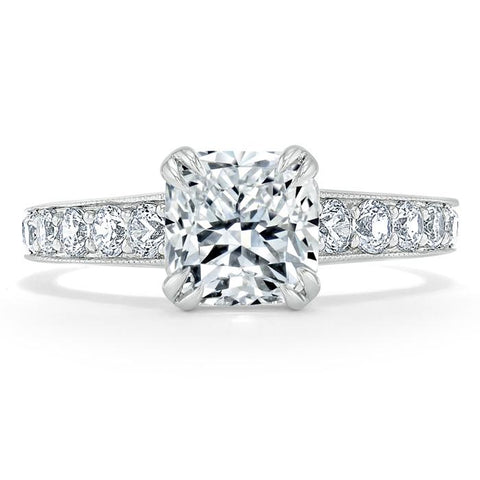 1.5 CT Cushion Cut Solitaire Channel Pave Moissanite Engagement Ring 1 1.5 CT Cushion Cut Solitaire Channel Pave Moissanite Engagement Ring 1