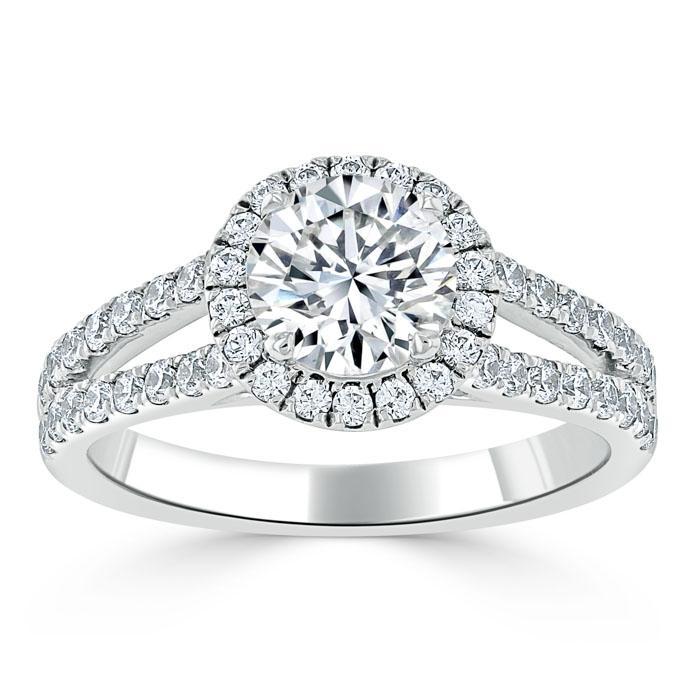 1.35 Round Cut Halo Split Shank Setting Moissanite Engagement Ring 2 1.35 Round Cut Halo Split Shank Setting Moissanite Engagement Ring 2