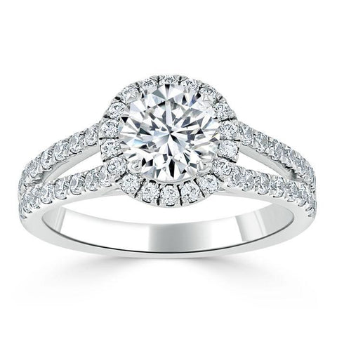 1.35 Round Cut Halo Split Shank Setting Moissanite Engagement Ring 2 1.35 Round Cut Halo Split Shank Setting Moissanite Engagement Ring 2