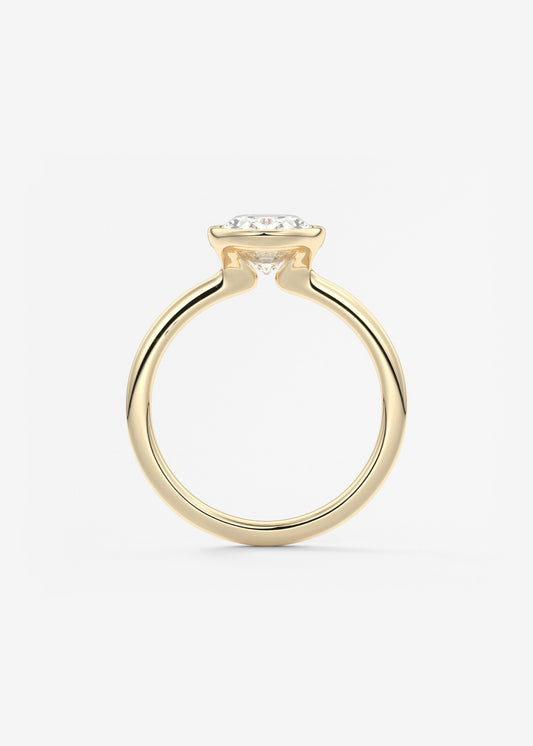 Oval Bezel Lab Grown Diamond Engagement Ring