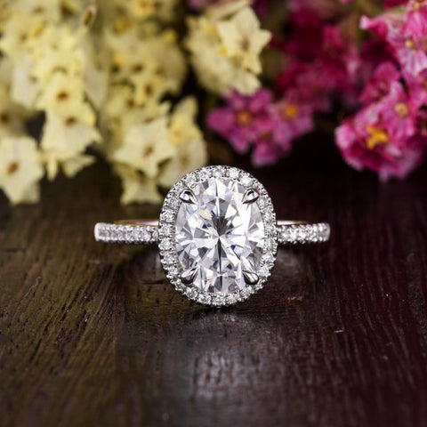 1.32 CT Oval Cut Halo Moissanite Engagement Ring 1 1.32 CT Oval Cut Halo Moissanite Engagement Ring 1