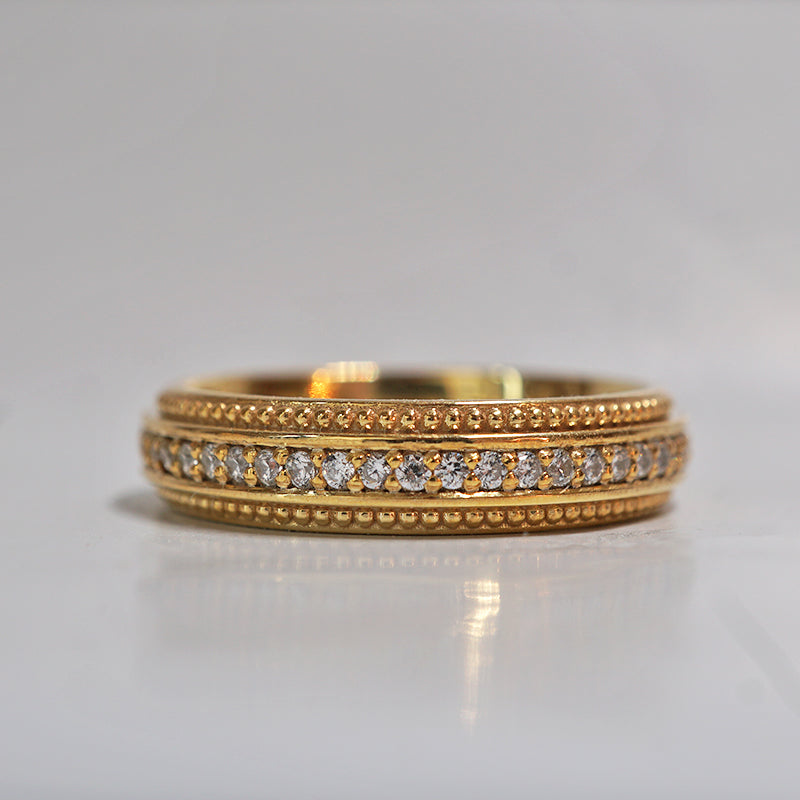 Round Stones Milgrain Men's Wedding Band 5 Round Stones Milgrain Men's Wedding Band 5