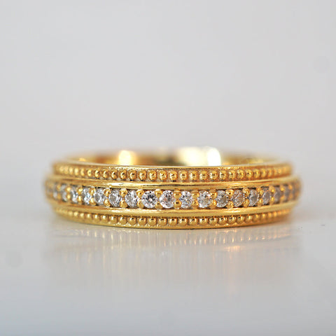 Round Stones Milgrain Men's Wedding Band 1 Round Stones Milgrain Men's Wedding Band 1