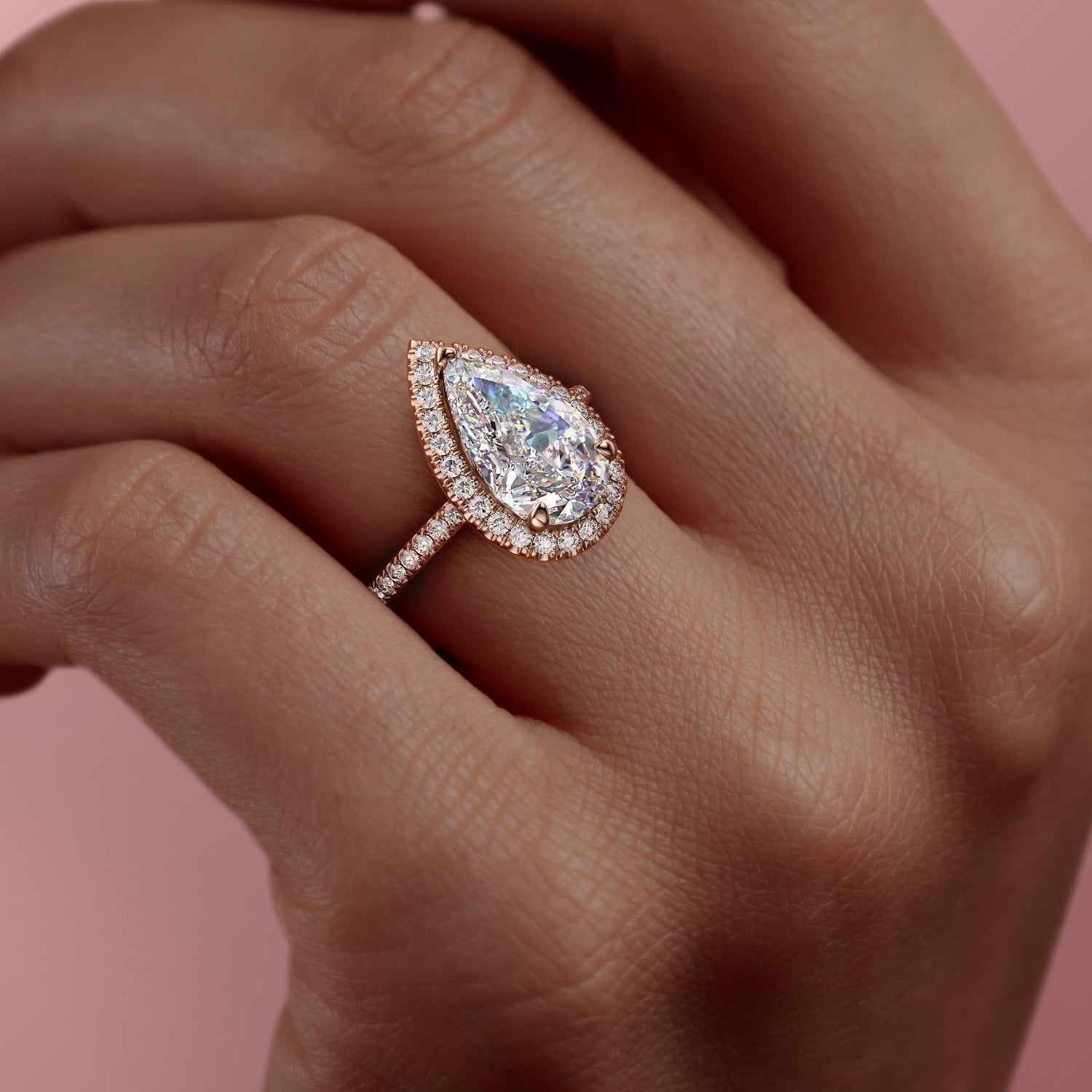 2.0 CT Pear Cut Halo Pave Moissanite Engagement Ring 8 2.0 CT Pear Cut Halo Pave Moissanite Engagement Ring 8