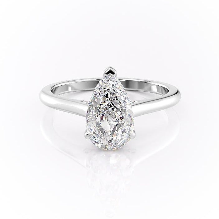 2.0 CT Pear Cut Solitaire Hidden Halo Setting Moissanite Engagement Ring 10 2.0 CT Pear Cut Solitaire Hidden Halo Setting Moissanite Engagement Ring 10