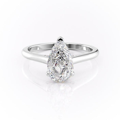 2.0 CT Pear Cut Solitaire Hidden Halo Setting Moissanite Engagement Ring 10 2.0 CT Pear Cut Solitaire Hidden Halo Setting Moissanite Engagement Ring 10