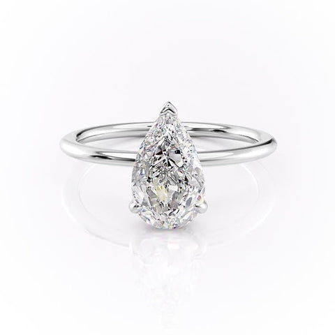 2.0 CT Pear Cut Solitaire Hidden Halo Setting Moissanite Engagement Ring 10 2.0 CT Pear Cut Solitaire Hidden Halo Setting Moissanite Engagement Ring 10
