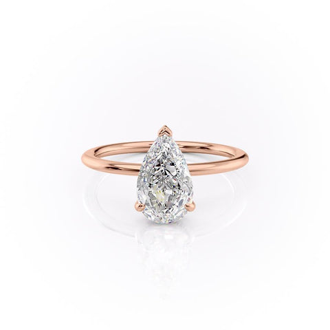 2.0 CT Pear Cut Solitaire Hidden Halo Setting Moissanite Engagement Ring 12 2.0 CT Pear Cut Solitaire Hidden Halo Setting Moissanite Engagement Ring 12