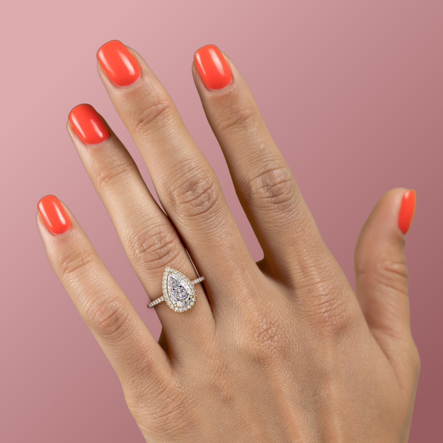 2.0 CT Pear Cut Halo Pave Moissanite Engagement Ring 4 2.0 CT Pear Cut Halo Pave Moissanite Engagement Ring 4