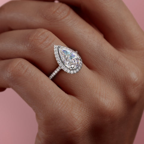 2.0 CT Pear Cut Halo Pave Moissanite Engagement Ring 9 2.0 CT Pear Cut Halo Pave Moissanite Engagement Ring 9