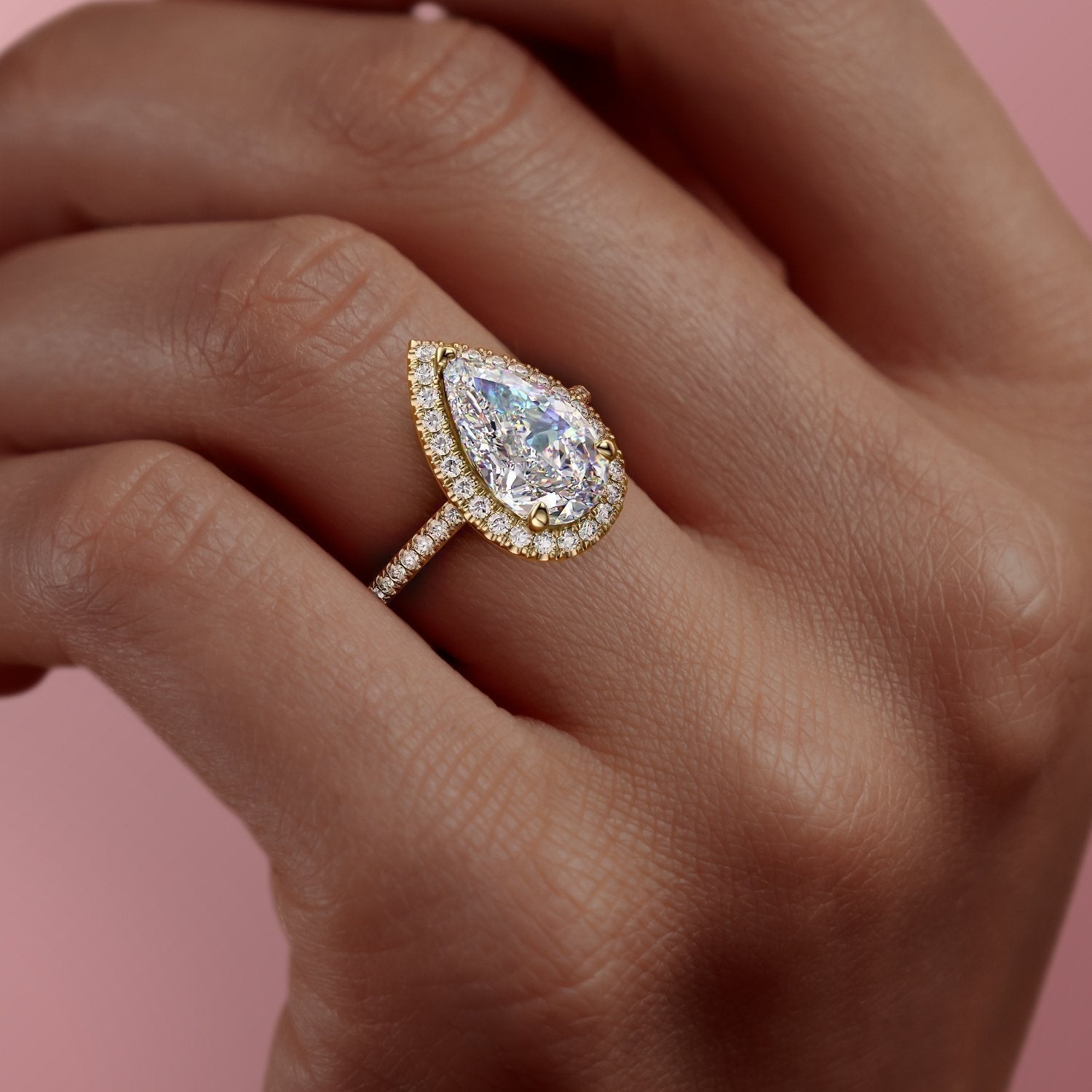 2.0 CT Pear Cut Halo Pave Moissanite Engagement Ring 7 2.0 CT Pear Cut Halo Pave Moissanite Engagement Ring 7