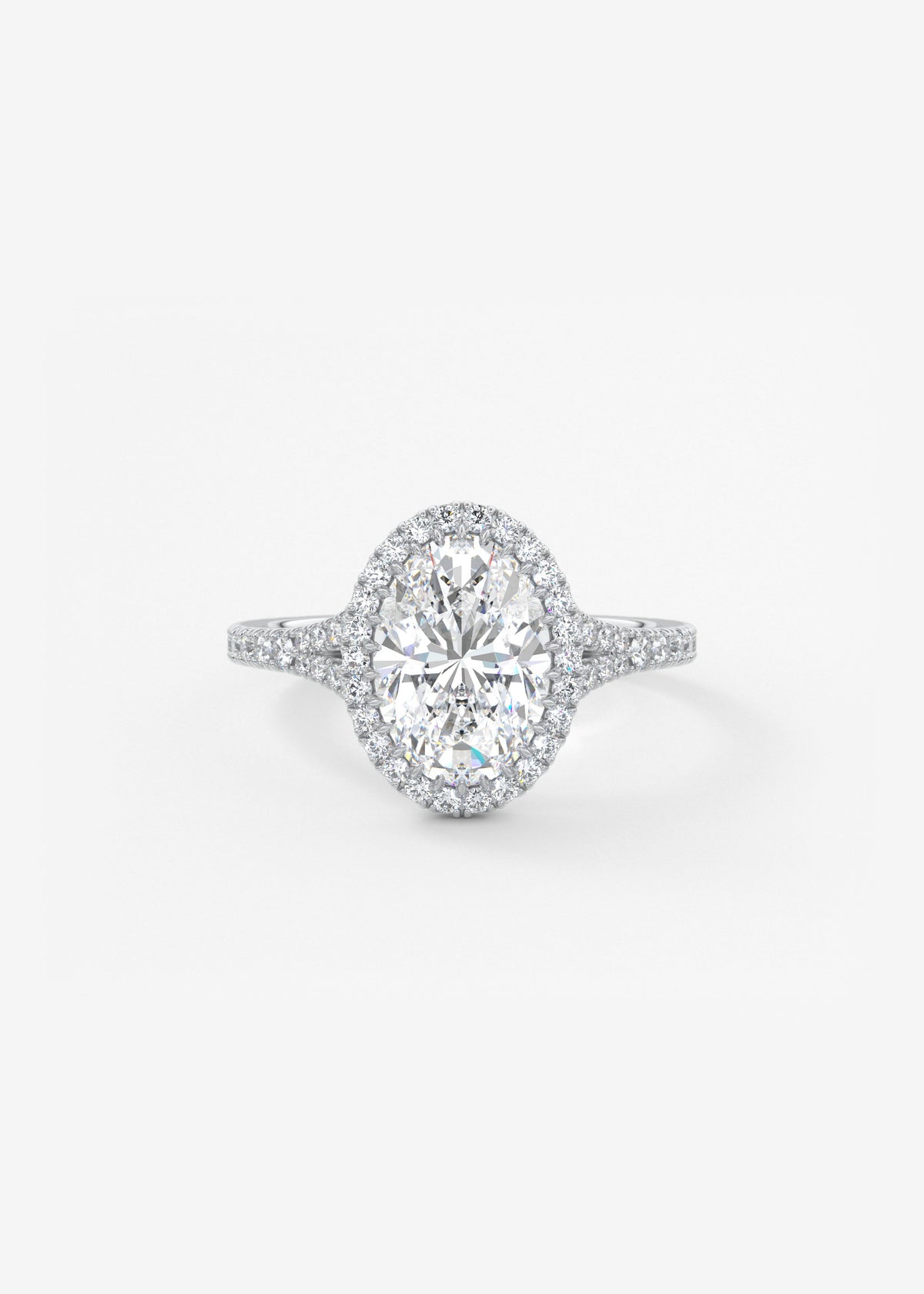 Oval Halo & Pave , Split Shank Lab Grown Diamond Engagement Ring