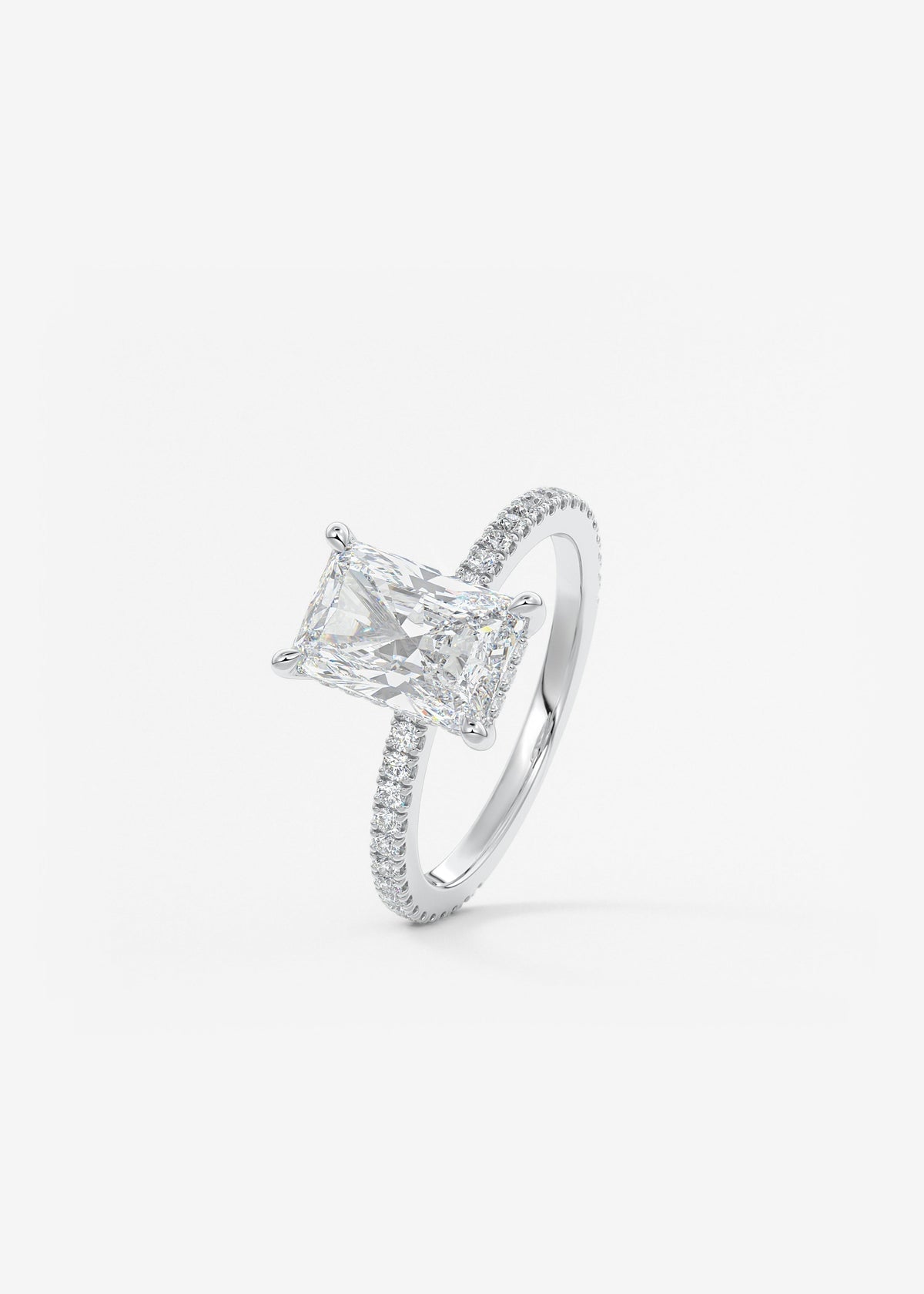 Radiant Hidden Halo Pave Lab Grown Diamond Engagement Ring