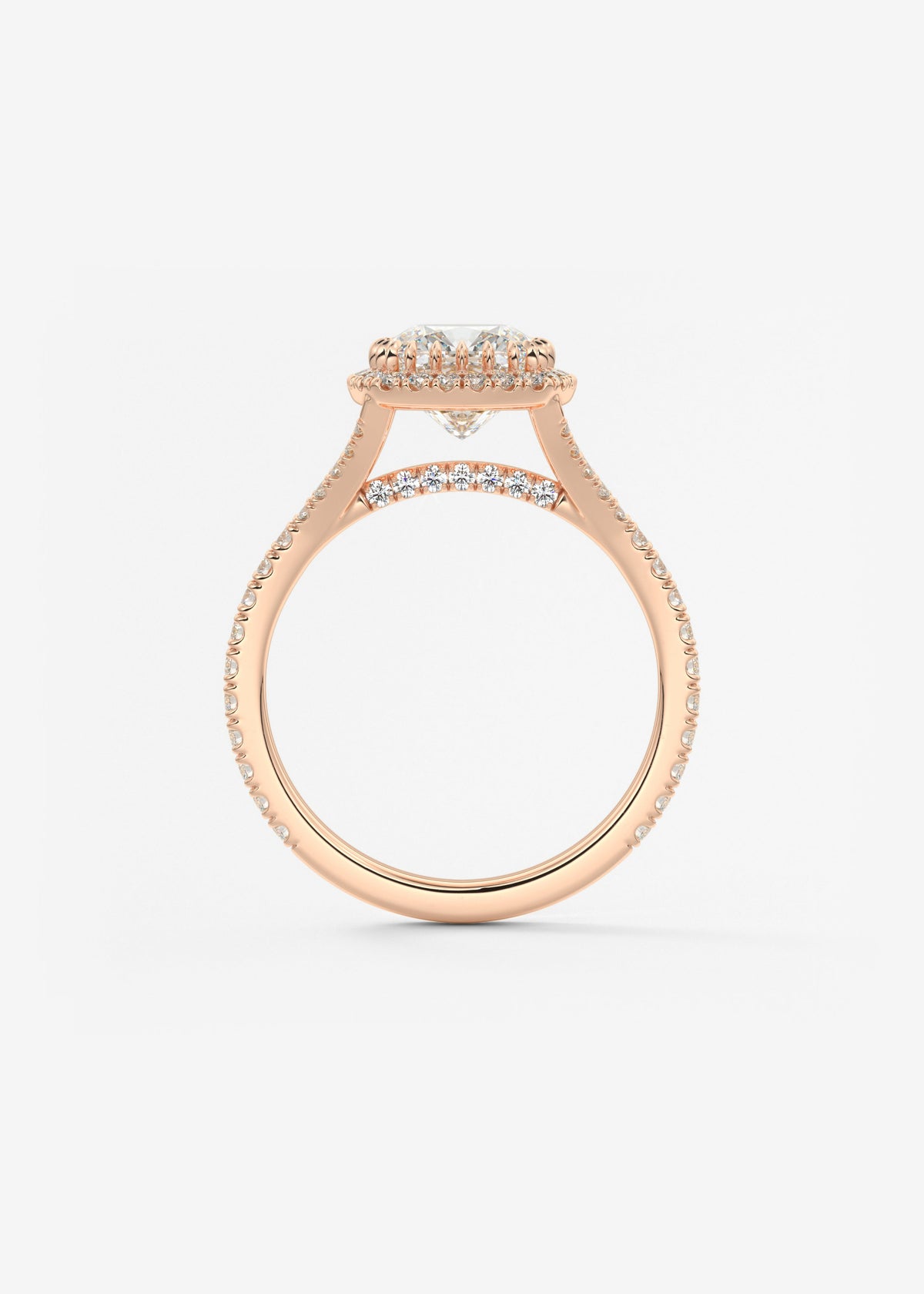 Cushion Halo & Pave , Split Shank Lab Grown Diamond Engagement Ring