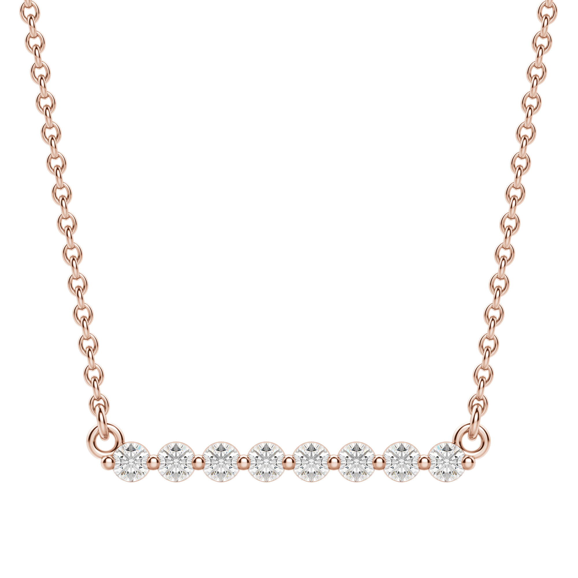 0.24 CT Round Cut Shared Prong Bar Necklace Moissanite Diamond Necklace 2 0.24 CT Round Cut Shared Prong Bar Necklace Moissanite Diamond Necklace 2