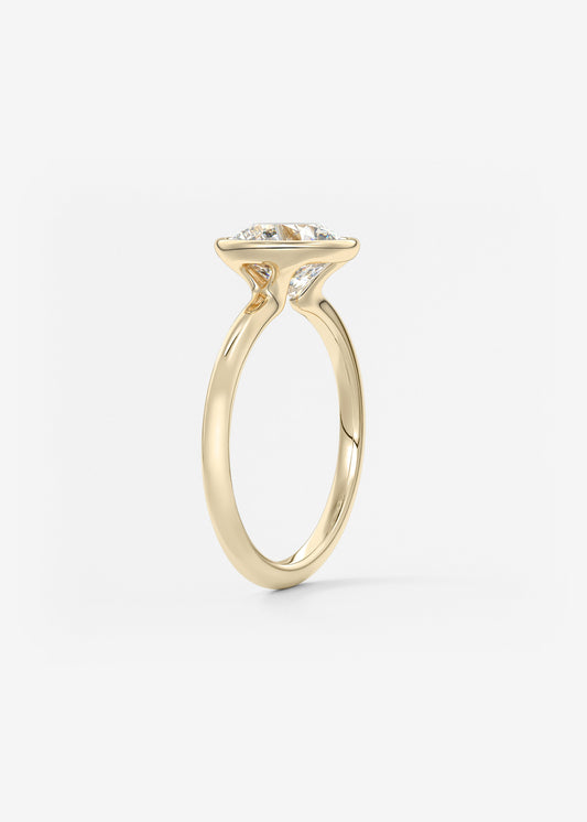 Round Bezel Lab Grown Diamond Engagement Ring