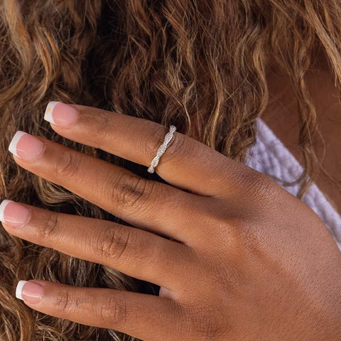 0.34 TCW Round Twisted Style Moissanite Wedding Band 1 0.34 TCW Round Twisted Style Moissanite Wedding Band 1