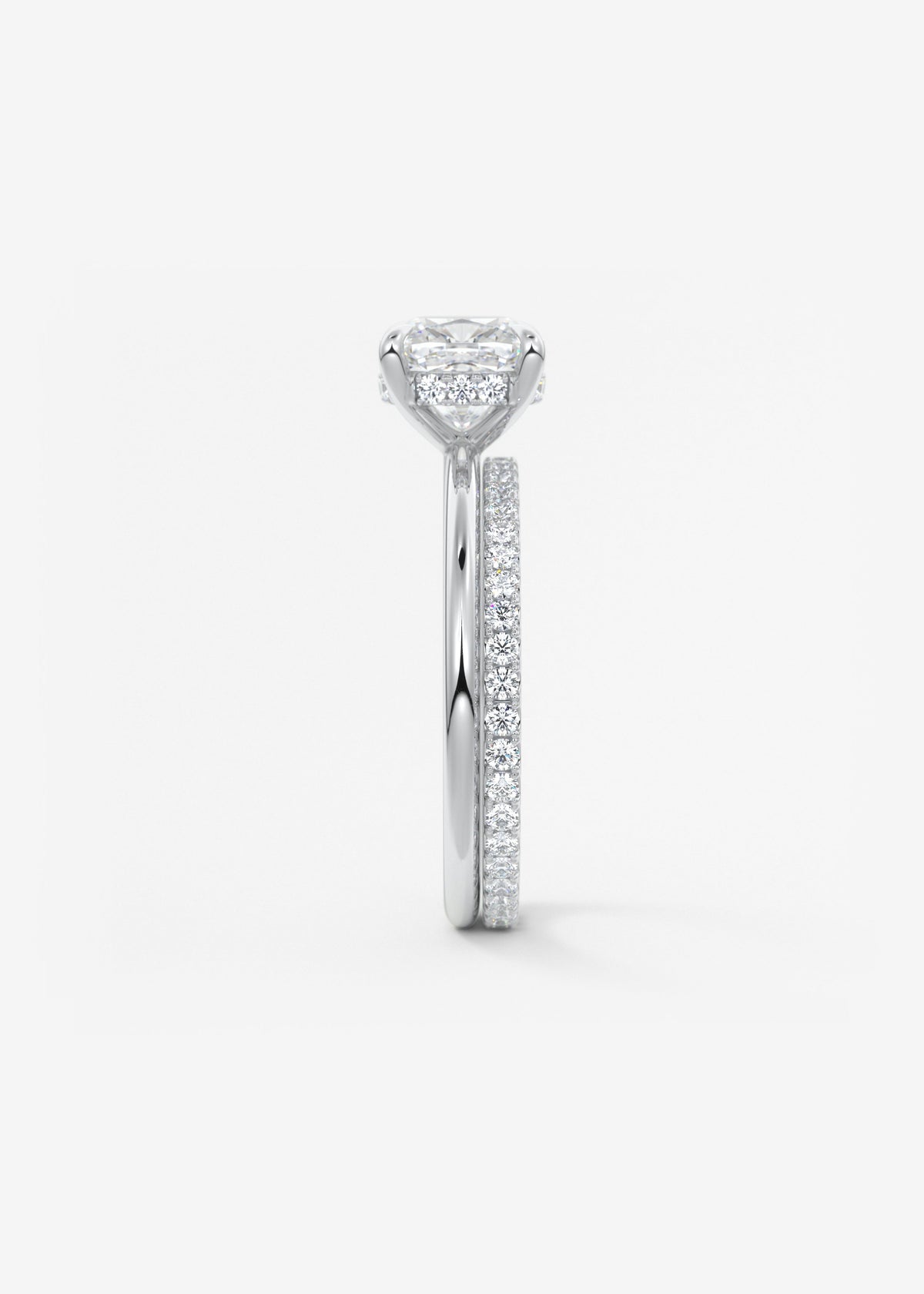 Cushion Hidden Halo Lab Grown Diamond Engagement Ring