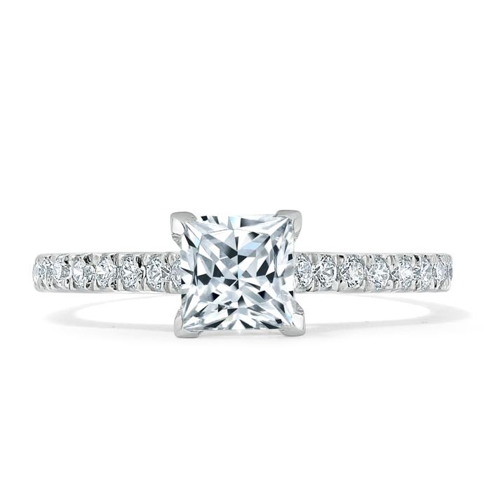 1.0 CT Princess Cut Solitaire Pave Setting Moissanite Engagement Ring 1 1.0 CT Princess Cut Solitaire Pave Setting Moissanite Engagement Ring 1
