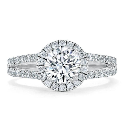 1.35 Round Cut Halo Split Shank Setting Moissanite Engagement Ring 1 1.35 Round Cut Halo Split Shank Setting Moissanite Engagement Ring 1