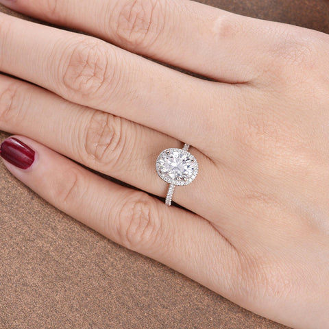 1.32 CT Oval Cut Halo Moissanite Engagement Ring 3 1.32 CT Oval Cut Halo Moissanite Engagement Ring 3