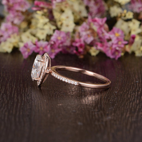 1.32 CT Oval Cut Halo Moissanite Engagement Ring 9 1.32 CT Oval Cut Halo Moissanite Engagement Ring 9