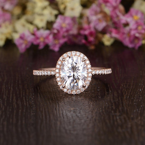 1.32 CT Oval Cut Halo Moissanite Engagement Ring 7 1.32 CT Oval Cut Halo Moissanite Engagement Ring 7