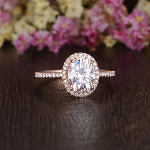 1.32 CT Oval Cut Halo Moissanite Engagement Ring 8 1.32 CT Oval Cut Halo Moissanite Engagement Ring 8