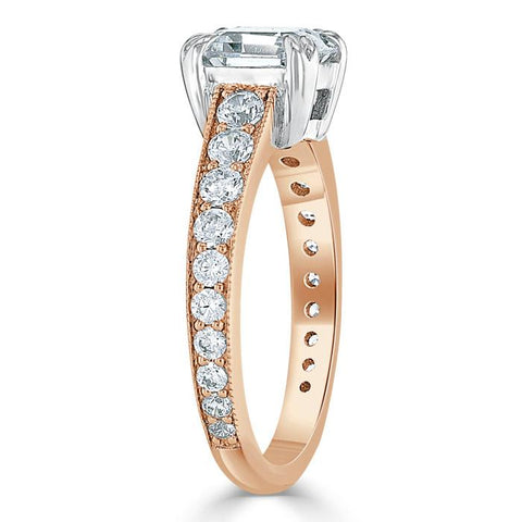 1.5 CT Cushion Cut Solitaire Channel Pave Moissanite Engagement Ring 8 1.5 CT Cushion Cut Solitaire Channel Pave Moissanite Engagement Ring 8