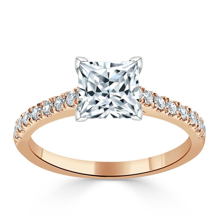 1.0 CT Princess Cut Solitaire Pave Setting Moissanite Engagement Ring 7 1.0 CT Princess Cut Solitaire Pave Setting Moissanite Engagement Ring 7
