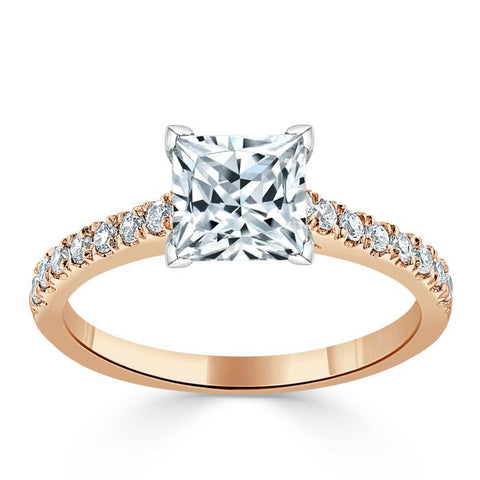 1.0 CT Princess Cut Solitaire Pave Setting Moissanite Engagement Ring 7 1.0 CT Princess Cut Solitaire Pave Setting Moissanite Engagement Ring 7