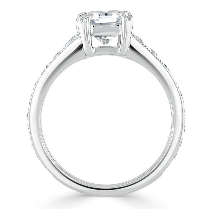 1.5 CT Cushion Cut Solitaire Channel Pave Moissanite Engagement Ring 4 1.5 CT Cushion Cut Solitaire Channel Pave Moissanite Engagement Ring 4