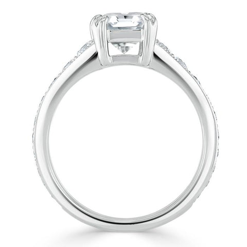 1.5 CT Cushion Cut Solitaire Channel Pave Moissanite Engagement Ring 4 1.5 CT Cushion Cut Solitaire Channel Pave Moissanite Engagement Ring 4