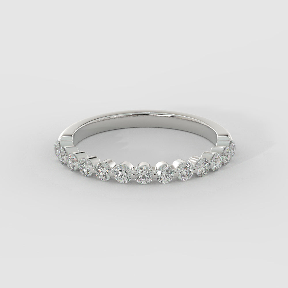 0.35 TCW Round Cut Half Eternity Moissanite Wedding Band 7 0.35 TCW Round Cut Half Eternity Moissanite Wedding Band 7