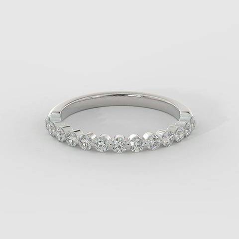 0.35 TCW Round Cut Half Eternity Moissanite Wedding Band 7 0.35 TCW Round Cut Half Eternity Moissanite Wedding Band 7