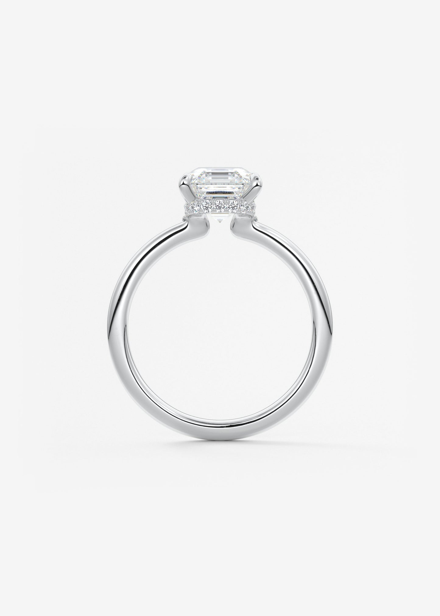 Asscher Hidden Halo Lab Grown Diamond Engagement Ring