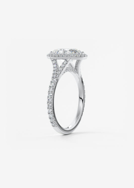 Oval Halo & Pave , Split Shank Lab Grown Diamond Engagement Ring