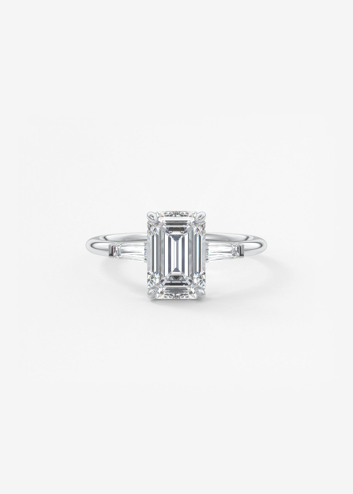 Emerald Three Stone Lab Grown Diamond Engagement Ring