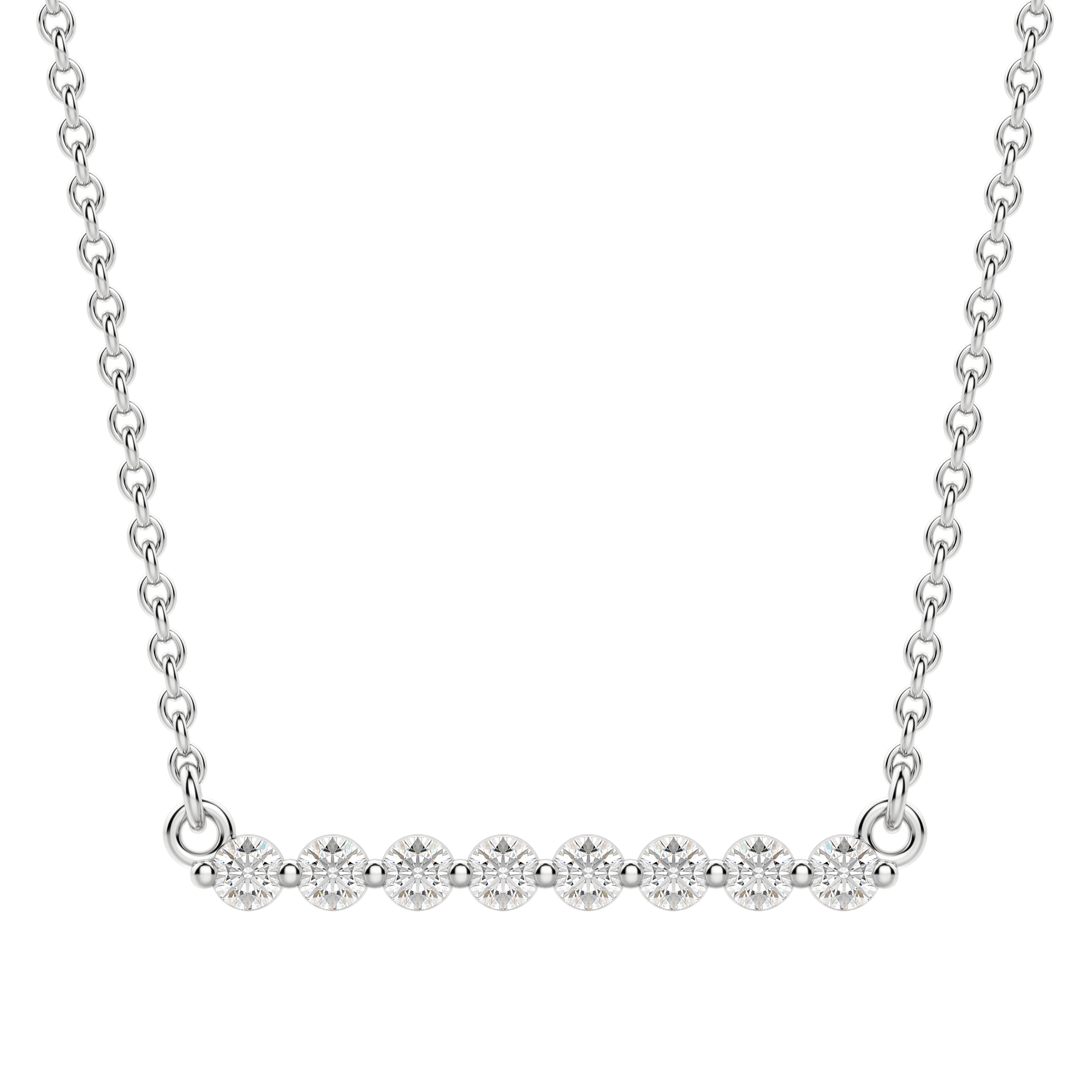 0.24 CT Round Cut Shared Prong Bar Necklace Moissanite Diamond Necklace 4 0.24 CT Round Cut Shared Prong Bar Necklace Moissanite Diamond Necklace 4