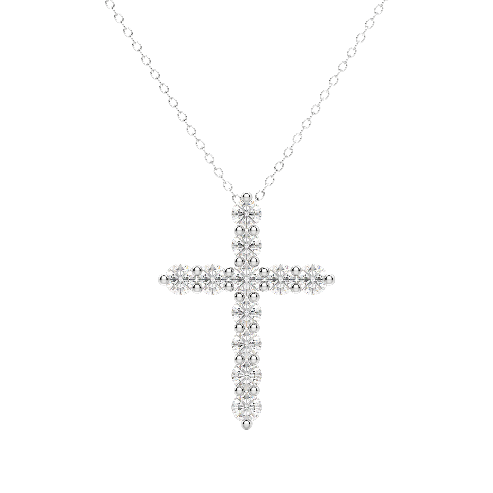 0.17 CT Round Cut Cross Pendant Moissanite Diamond Necklace 3 0.17 CT Round Cut Cross Pendant Moissanite Diamond Necklace 3