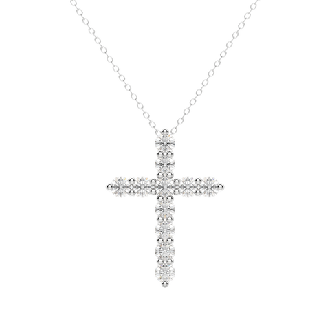 0.17 CT Round Cut Cross Pendant Moissanite Diamond Necklace 3 0.17 CT Round Cut Cross Pendant Moissanite Diamond Necklace 3