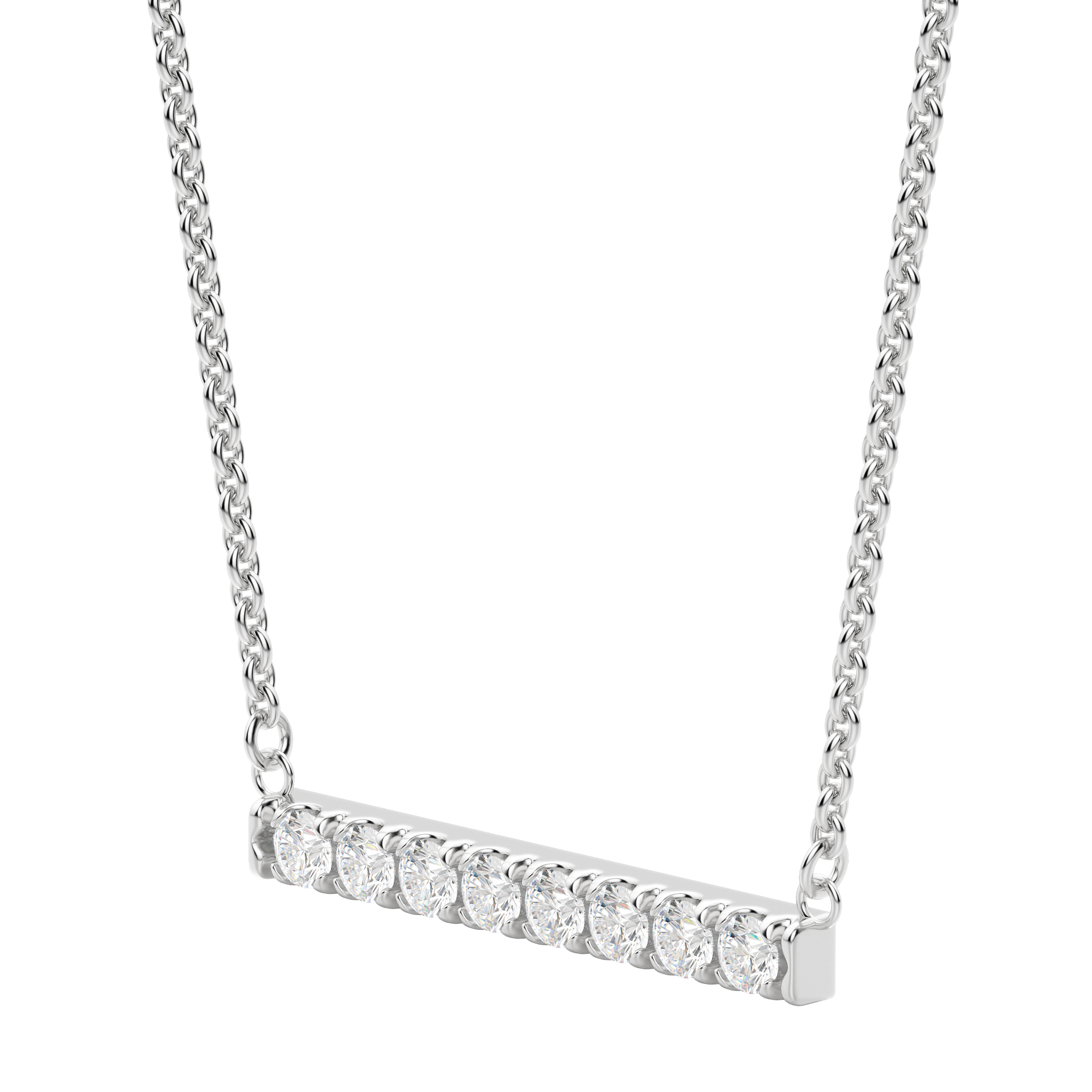 0.24 CT Round Cut Bar Necklace Moissanite Diamond Necklace 3 0.24 CT Round Cut Bar Necklace Moissanite Diamond Necklace 3