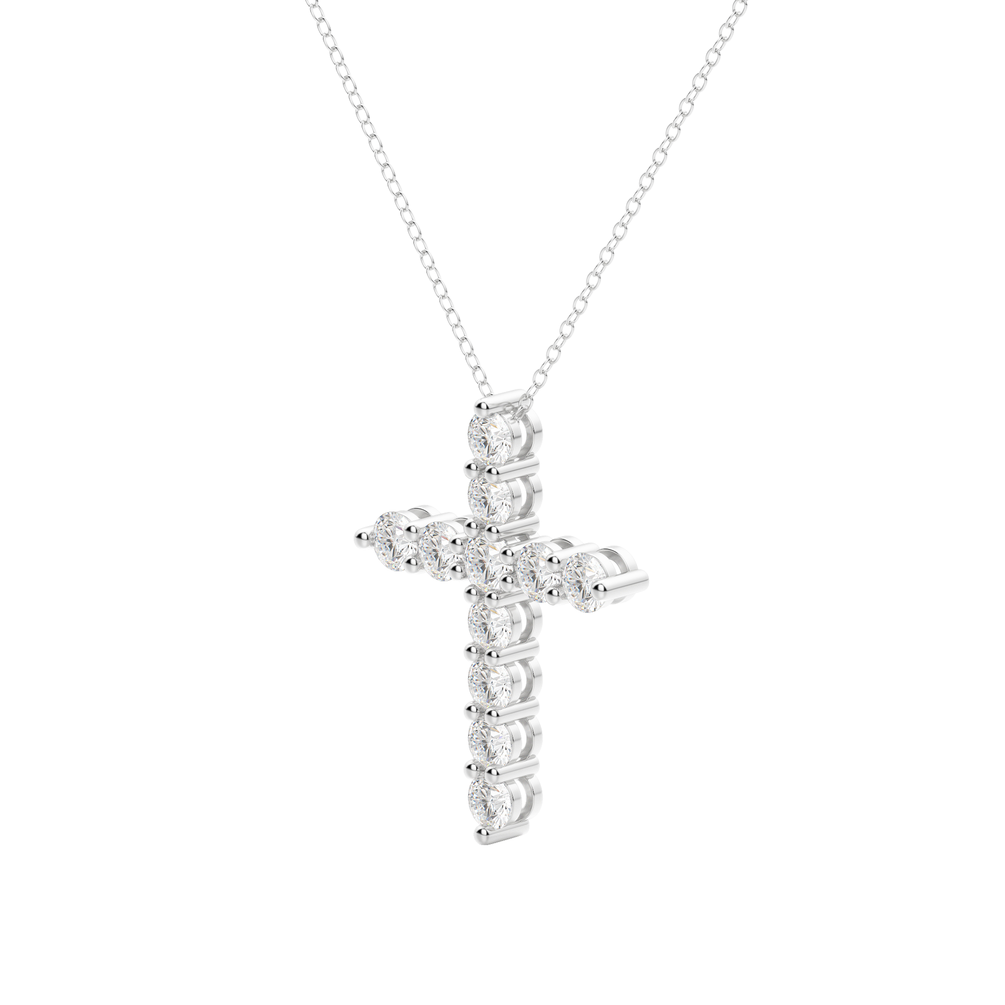 0.17 CT Round Cut Cross Pendant Moissanite Diamond Necklace 4 0.17 CT Round Cut Cross Pendant Moissanite Diamond Necklace 4