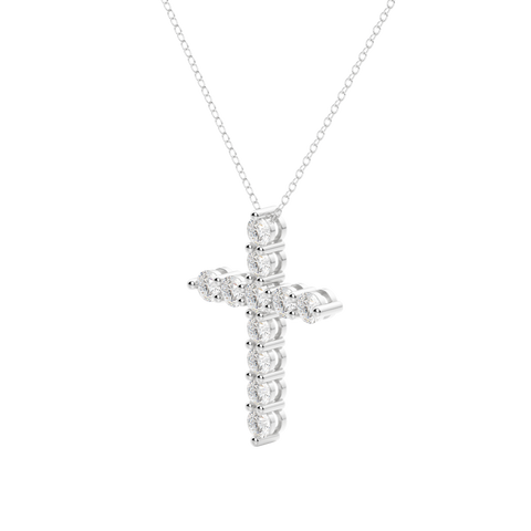 0.17 CT Round Cut Cross Pendant Moissanite Diamond Necklace 4 0.17 CT Round Cut Cross Pendant Moissanite Diamond Necklace 4