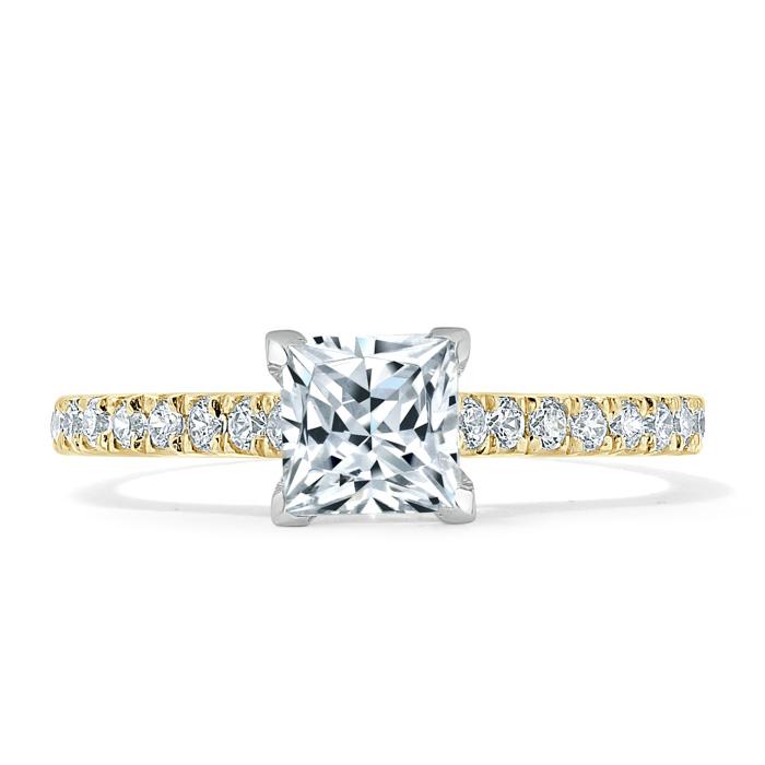 1.0 CT Princess Cut Solitaire Pave Setting Moissanite Engagement Ring 5 1.0 CT Princess Cut Solitaire Pave Setting Moissanite Engagement Ring 5